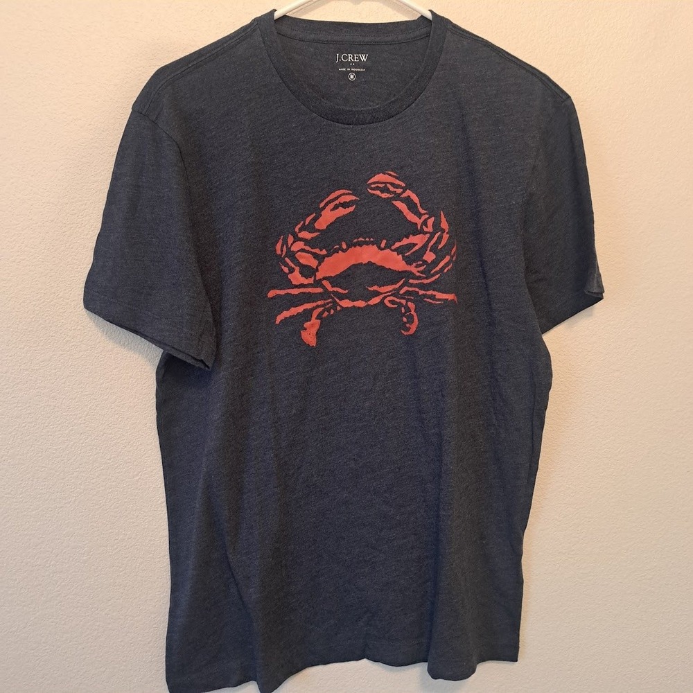 J.Crew Mens Re-Imagined Crab Graphic T-Shirt Navy Blue Orange Size M